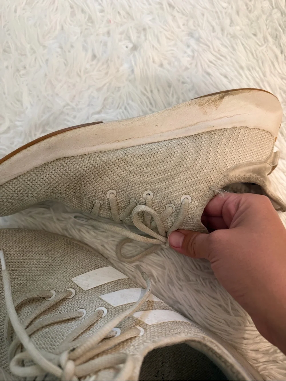 Adidas Cloudfoam Knit Sneakers Beige Gum Sole Women's US 9.5